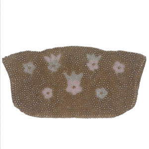 Dark‎ Cream Vintage 7 Floral Beaded Clutch Bag